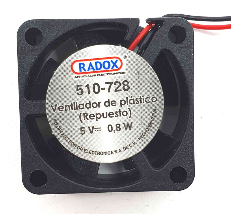 VENTILADOR DE PLATICO (REP) 5V .8W 9.000RPM  30X30X10mm.                  510-728