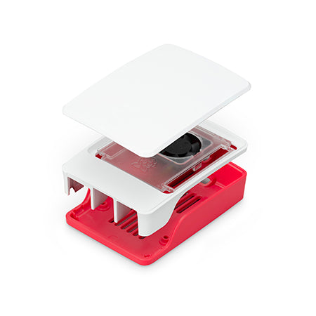 GABINETE PARA RASPBERRY PI 5 OFICIAL ROJO/BLANCO.                 CASE-RBPI5.