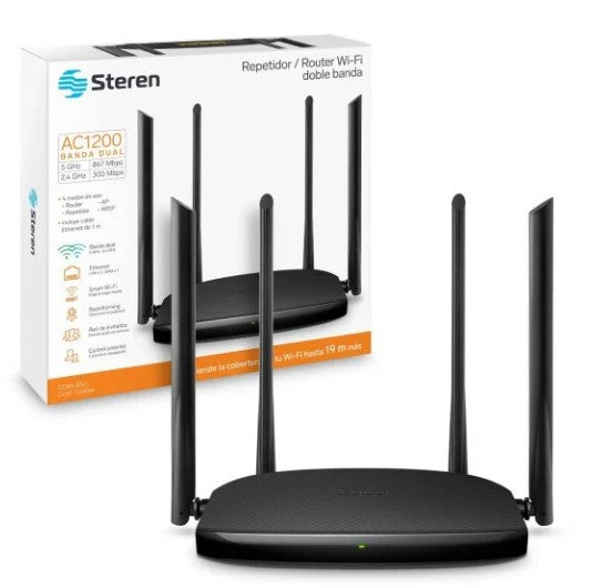 REPETIDPR ROUTER WI-FI AC1200 2,4 GHz y 5 GHz, HASTA 30 METROS DE COBERTURA.                            COM-852.