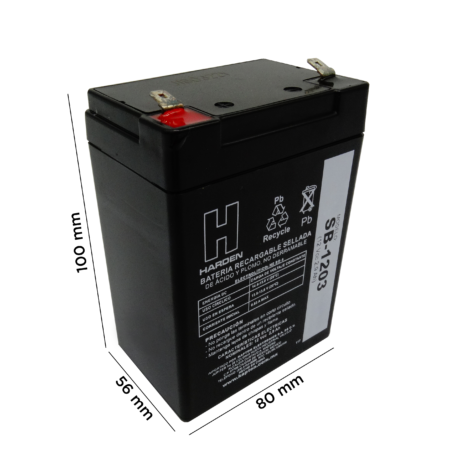 BATERIA RECARGABLE ACIDO PLOMO 12V / 2.9Ah.                     SB-1203.