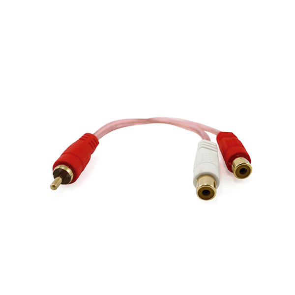 EXTENCION 2 JACK RCA A 1 PLUG RCA DORADOS